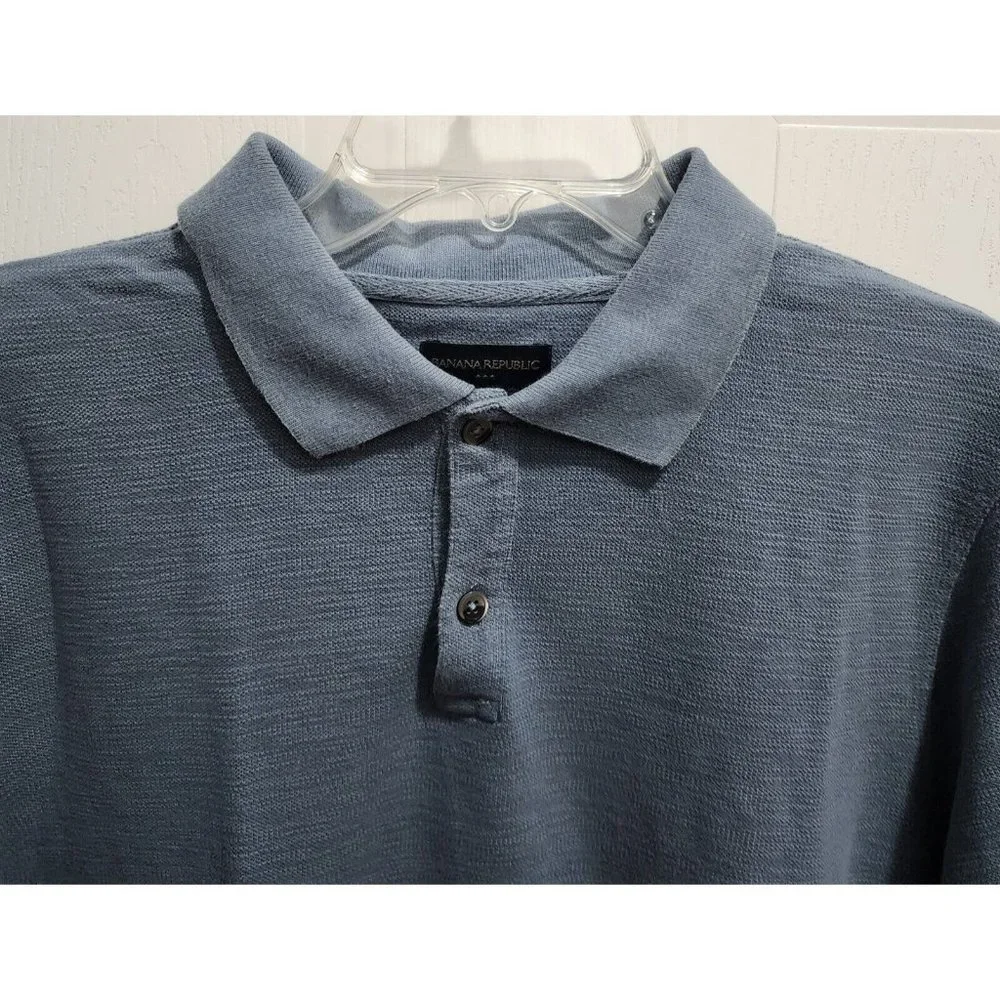 Banana Republic Short Sleeve Polo Shirt‎ Men's Size Large 100% Cotton Blue